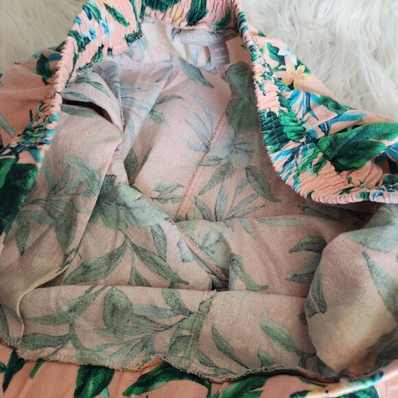 WOMAN WITHIN Linen Maxi Midi Skirt Womens 18 / 20 Large Tropical Florals Pull On - Picture 10 of 14